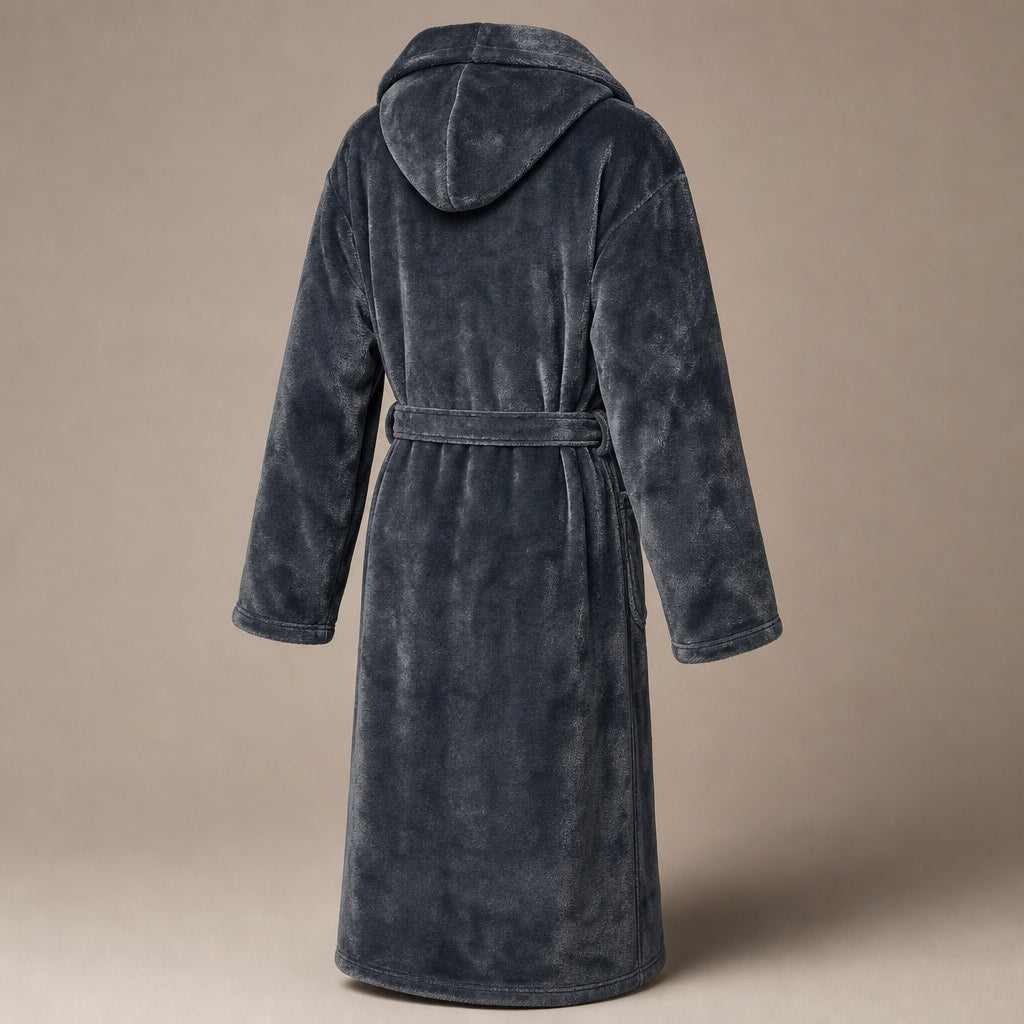 Spa Robe Hooded Fleece Dark Gray – Side Angle View