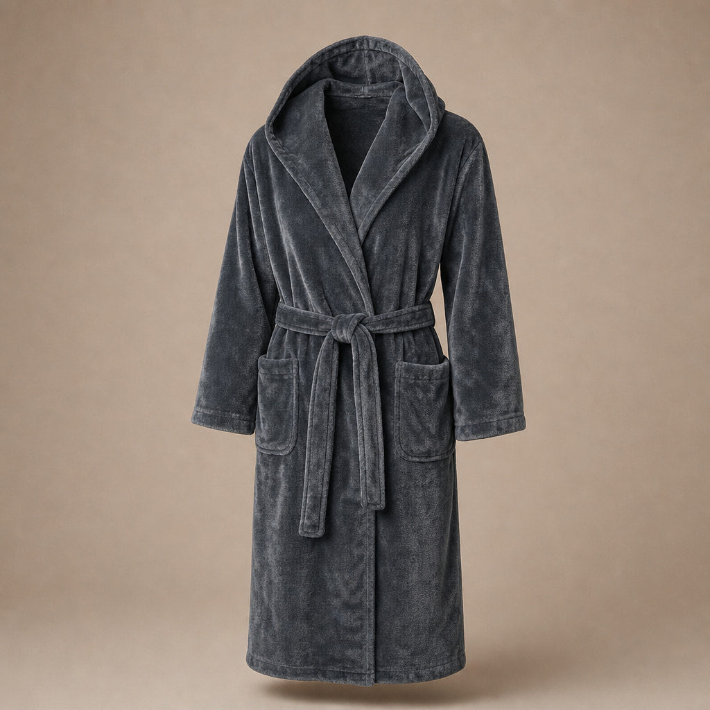 Spa Robe Hooded Fleece in Dark Gray – Tomosino Premium Menswear