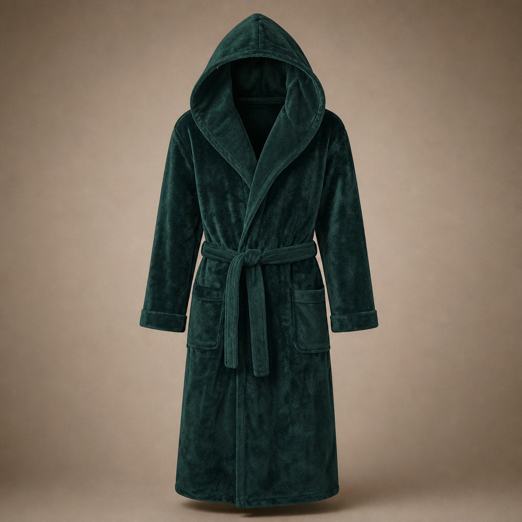 Spa Robe Hooded Fleece in Dark Green – Tomosino Premium Menswear