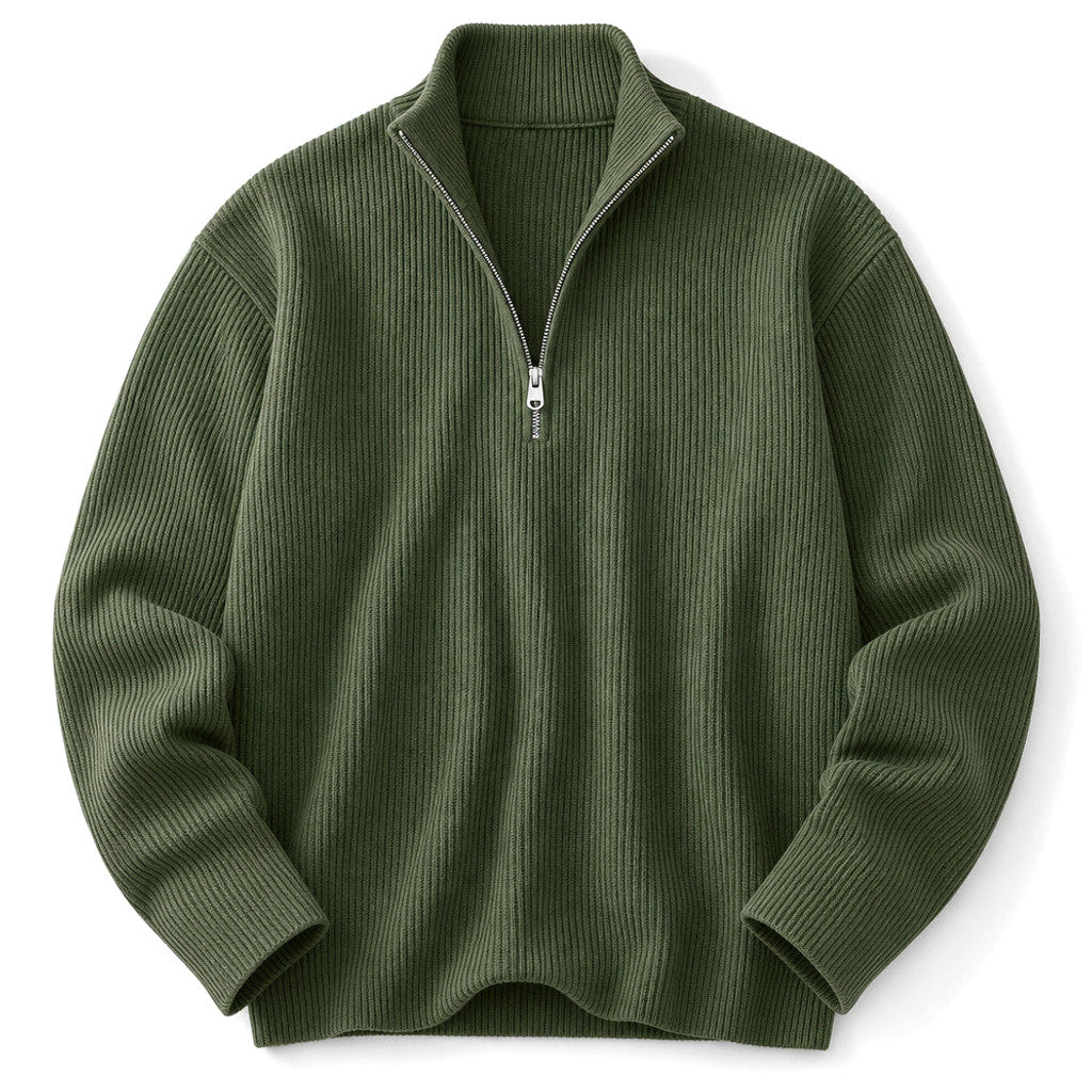 Edric | Cardigan Open Front Relaxed Fit Army Green – Product Photo