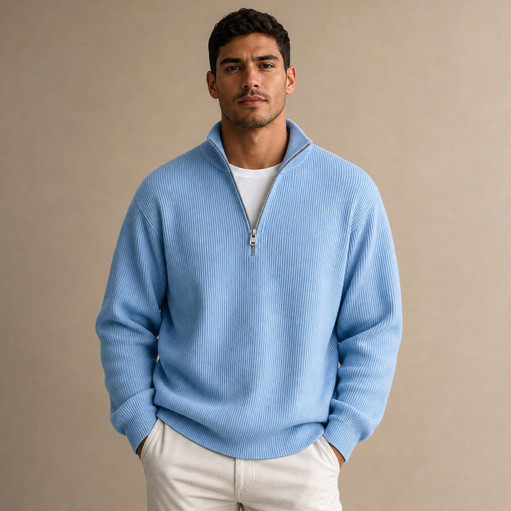 Edric | Cardigan Open Front Relaxed Fit in Blue – Premium Editorial