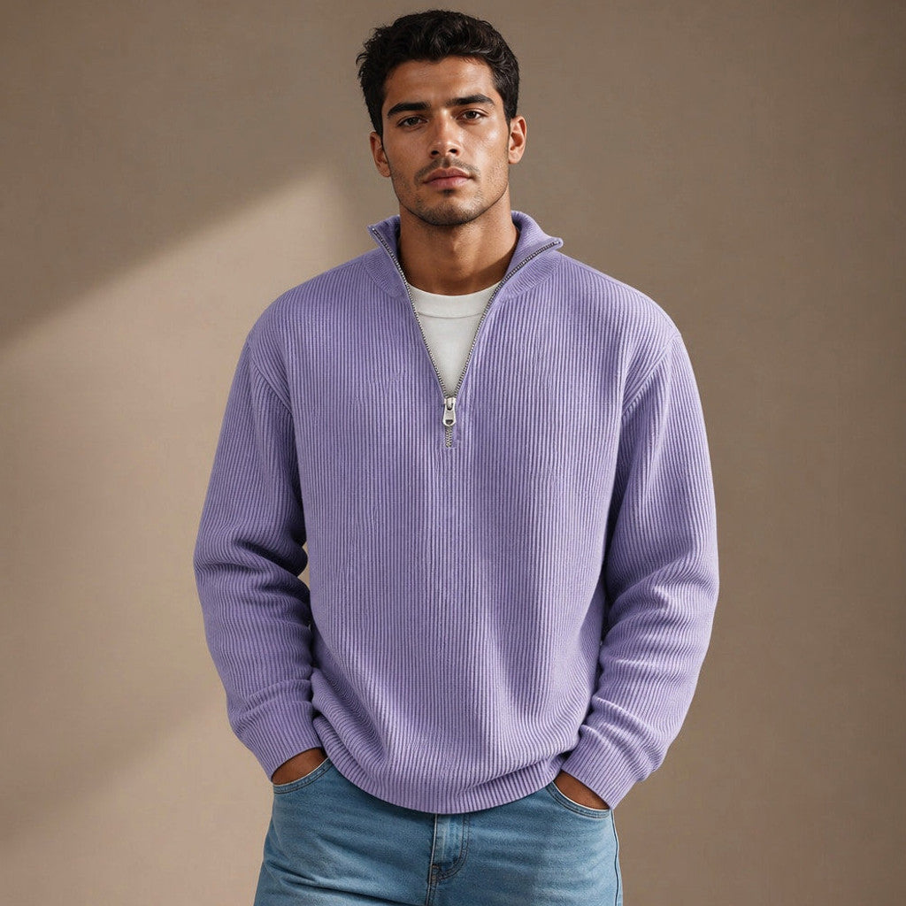Edric | Cardigan Open Front Relaxed Fit in Purple – Premium Editorial