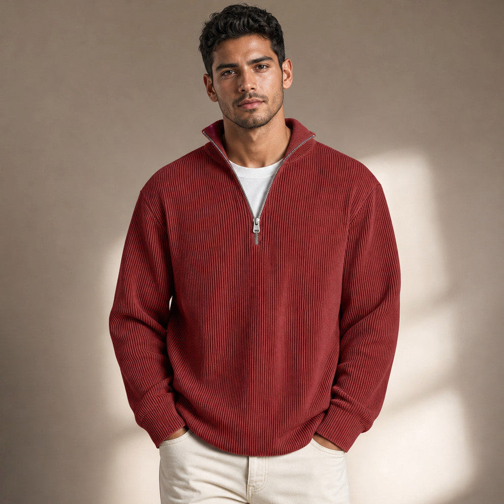 Edric | Cardigan Open Front Relaxed Fit in Red – Premium Editorial