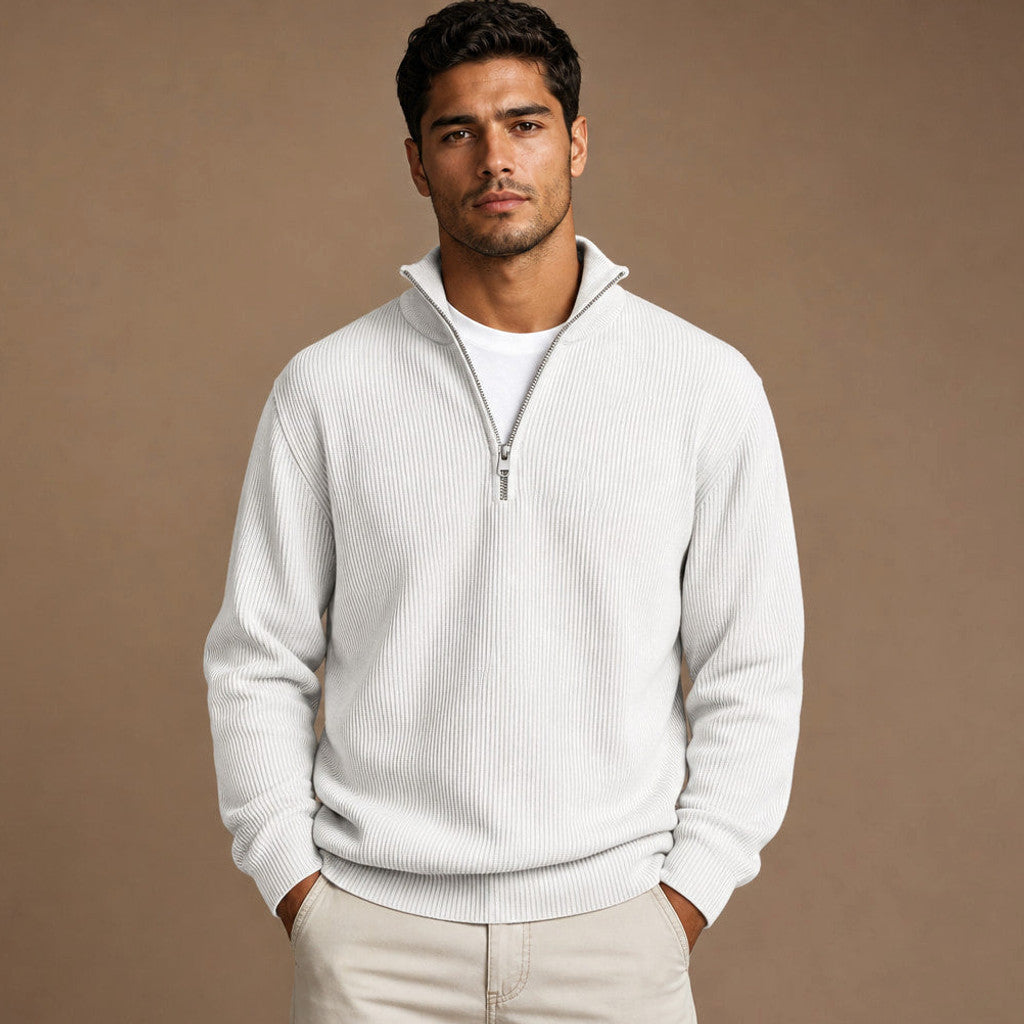 Edric | Cardigan Open Front Relaxed Fit in White – Premium Editorial