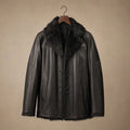 Elroy | Leather Pea Coat Shearling Lined – Product Photo
