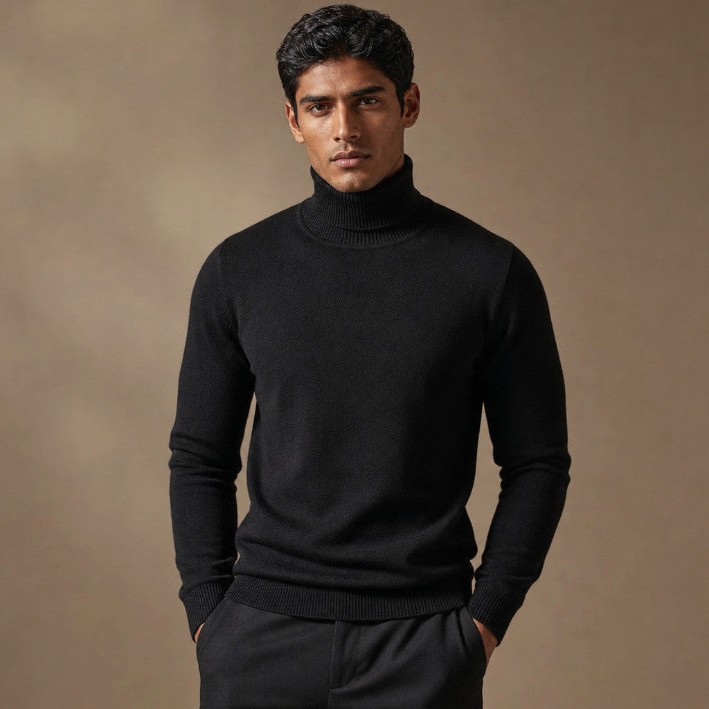 Elsfield | Turtleneck Fine Gauge Knit in Black – Premium Editorial