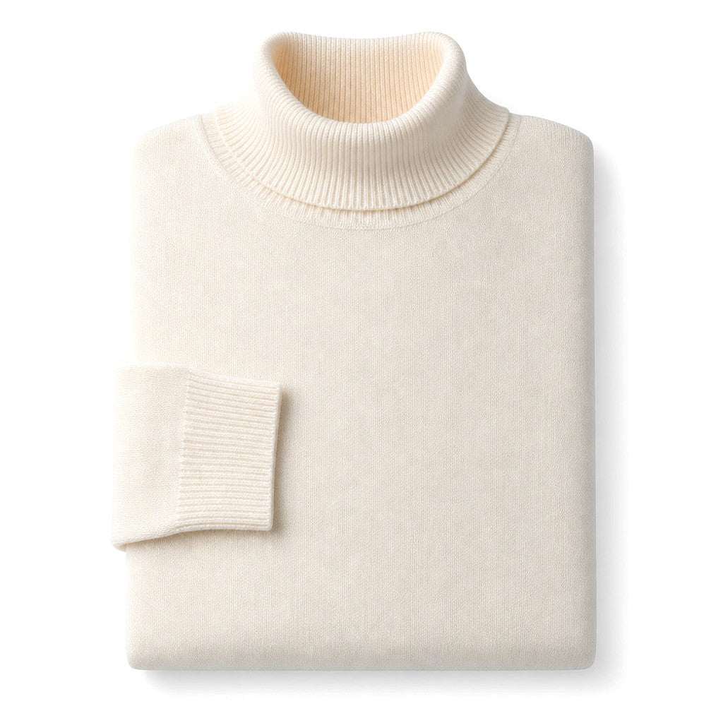 Elsfield | Turtleneck Fine Gauge Knit White – Product Photo
