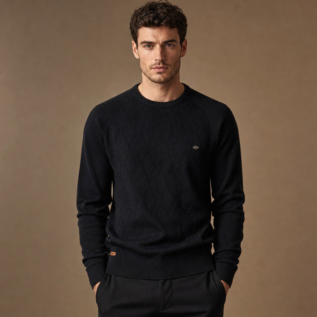 Elton | Cardigan Knit Relaxed Fit in Black – Premium Editorial