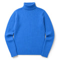 Elwin | Turtleneck Sweater Cable Knit Slim Fit Blue – Product Photo