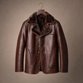 Erland | Shearling Lined Leather Pea Coat – Product Photo