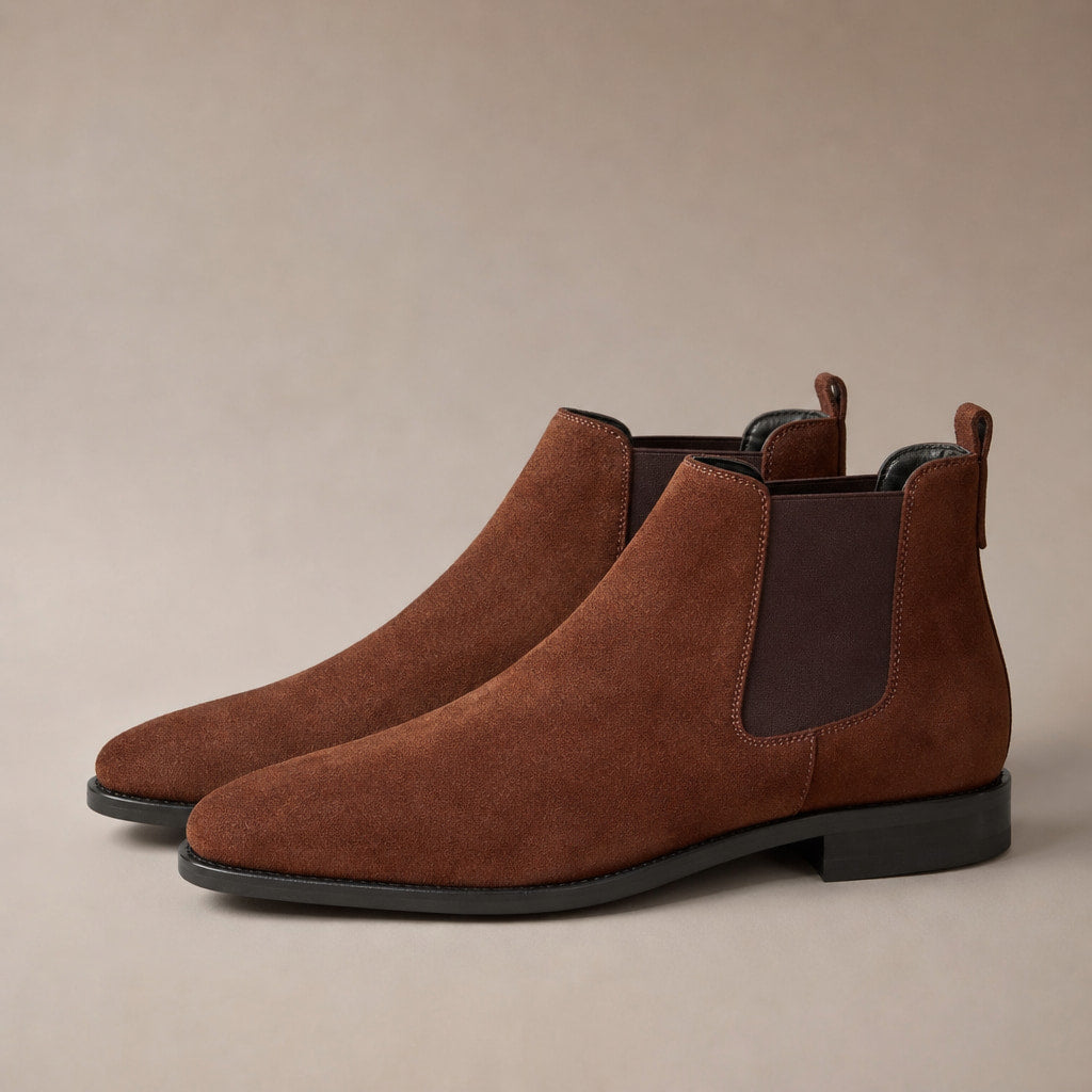 Suede Chelsea Boots Elastic Side Gore in Brown – Tomosino Premium Menswear
