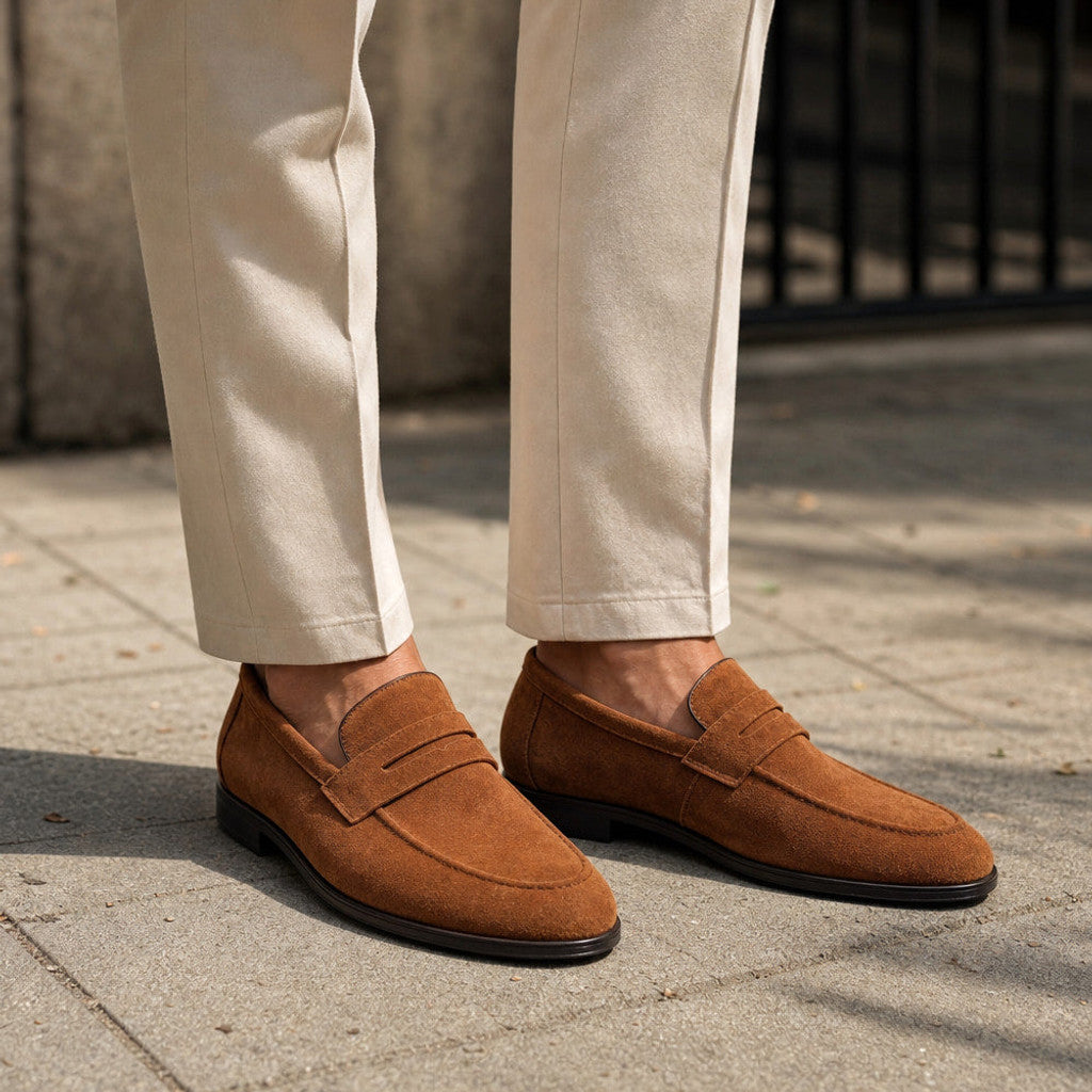 Everest | Suede Loafers Moc Toe Slip-On in Brown – Premium Editorial