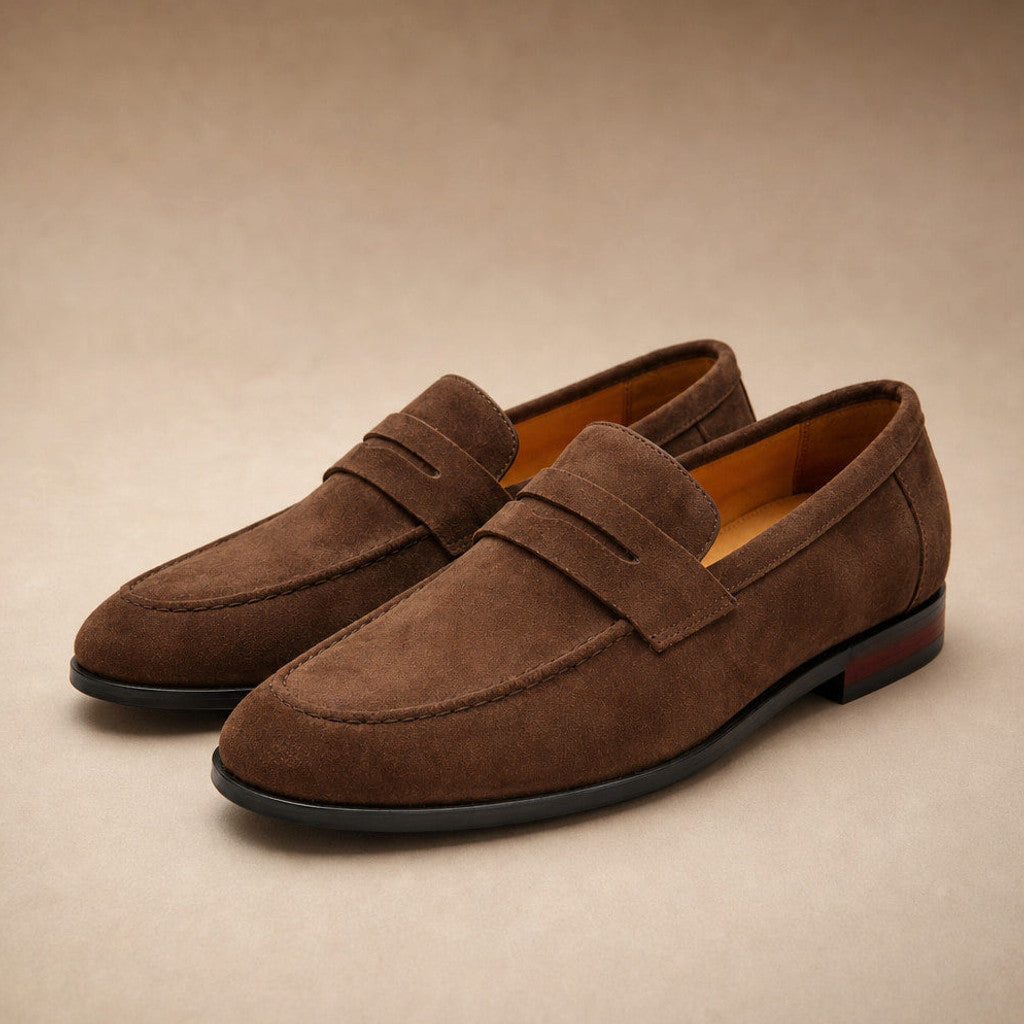 Everest | Suede Loafers Moc Toe Slip-On Dark Brown – Product Photo
