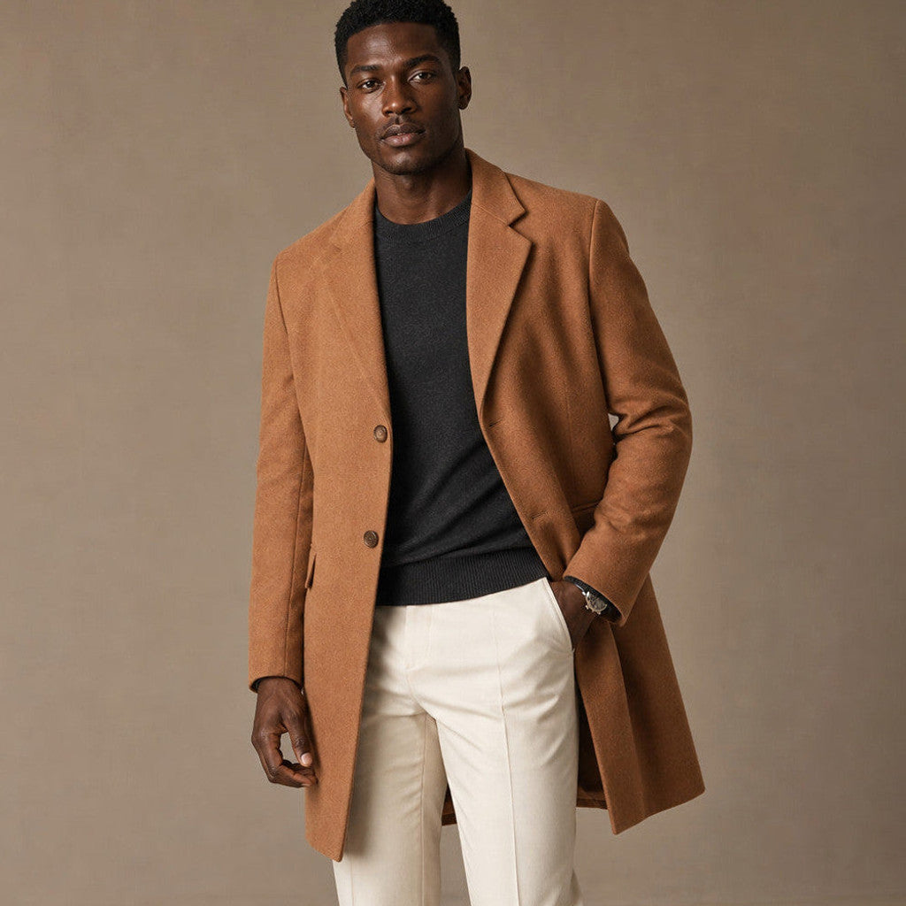 Fenton | Single Breasted Overcoat Camel Brown – Product Photo
