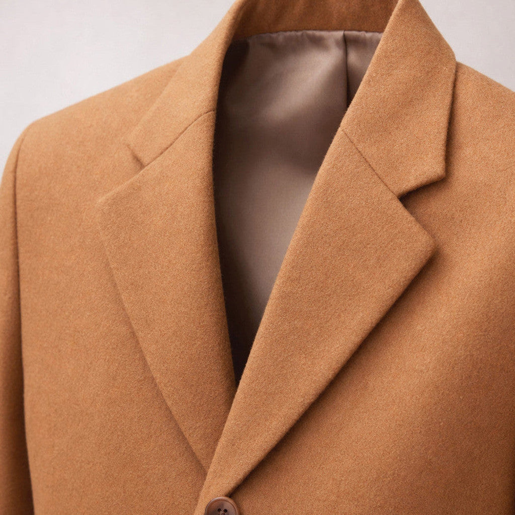 Fenton | Single Breasted Overcoat Camel Brown – Product Photo