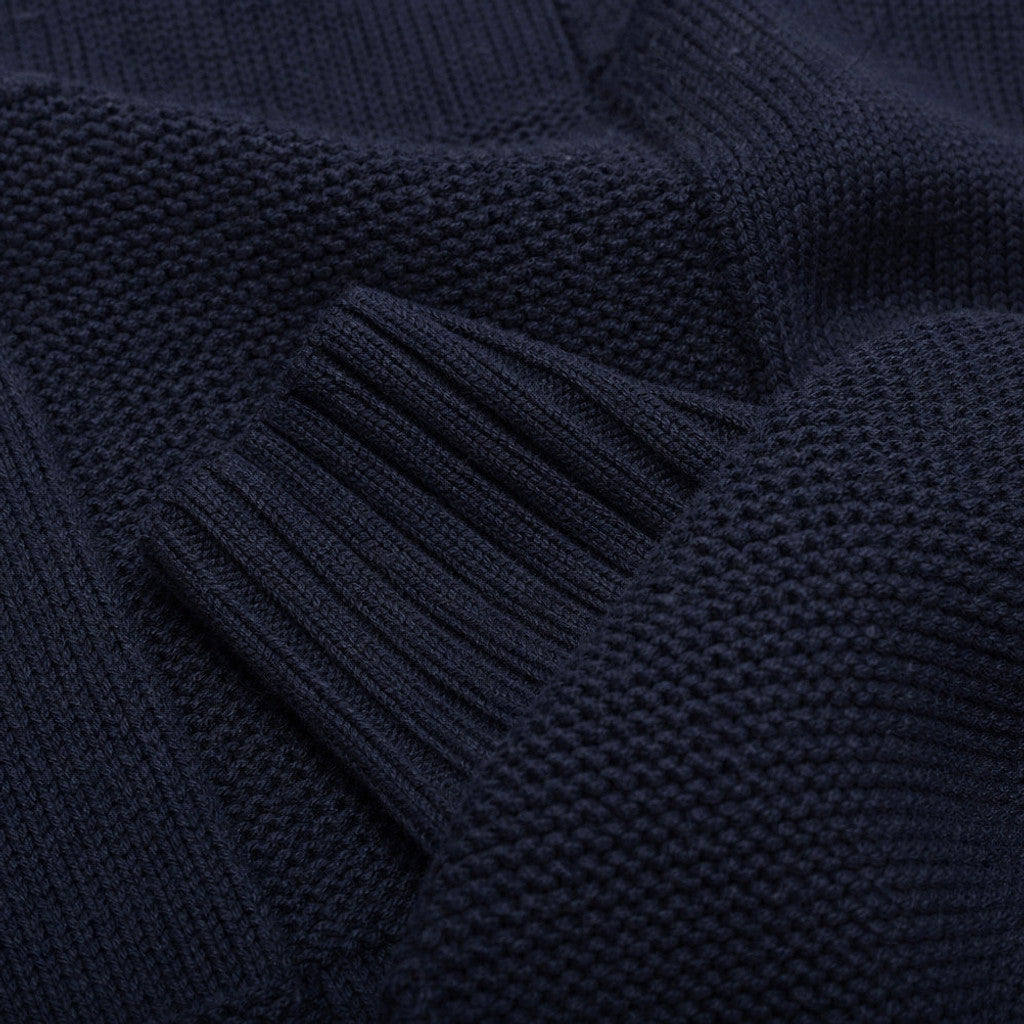 Ferncroft | Knit Sweater Textured Layering Navy – Fabric and Detail Close-Up