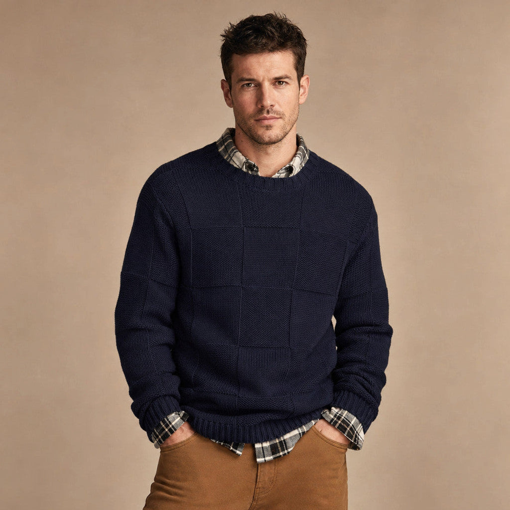 Ferncroft | Knit Sweater Textured Layering in Navy – Premium Editorial