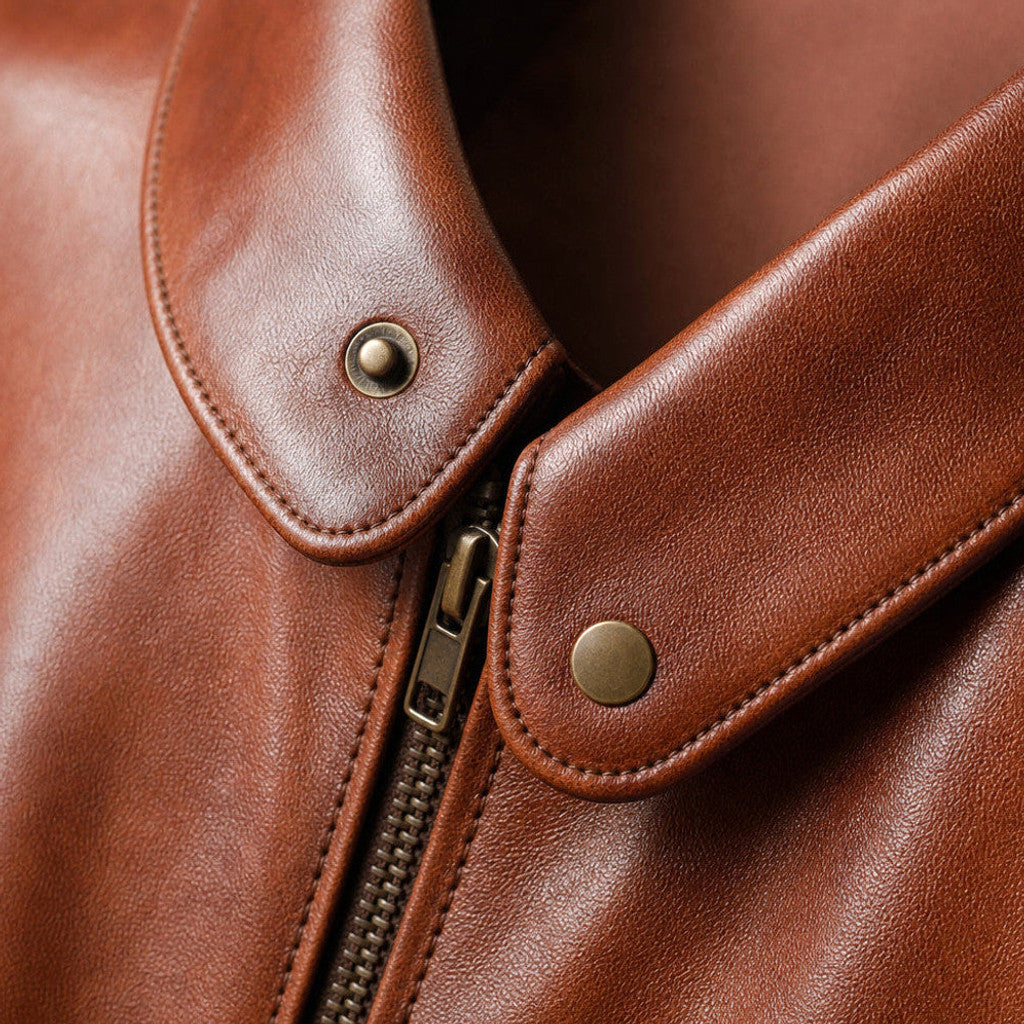 Findlay | Leather Biker Jacket Sheepskin Brown – Product Photo