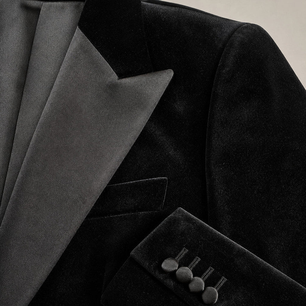 Firenze | Blazer Half Lined Tailored Fit Black – Fabric and Detail Close-Up