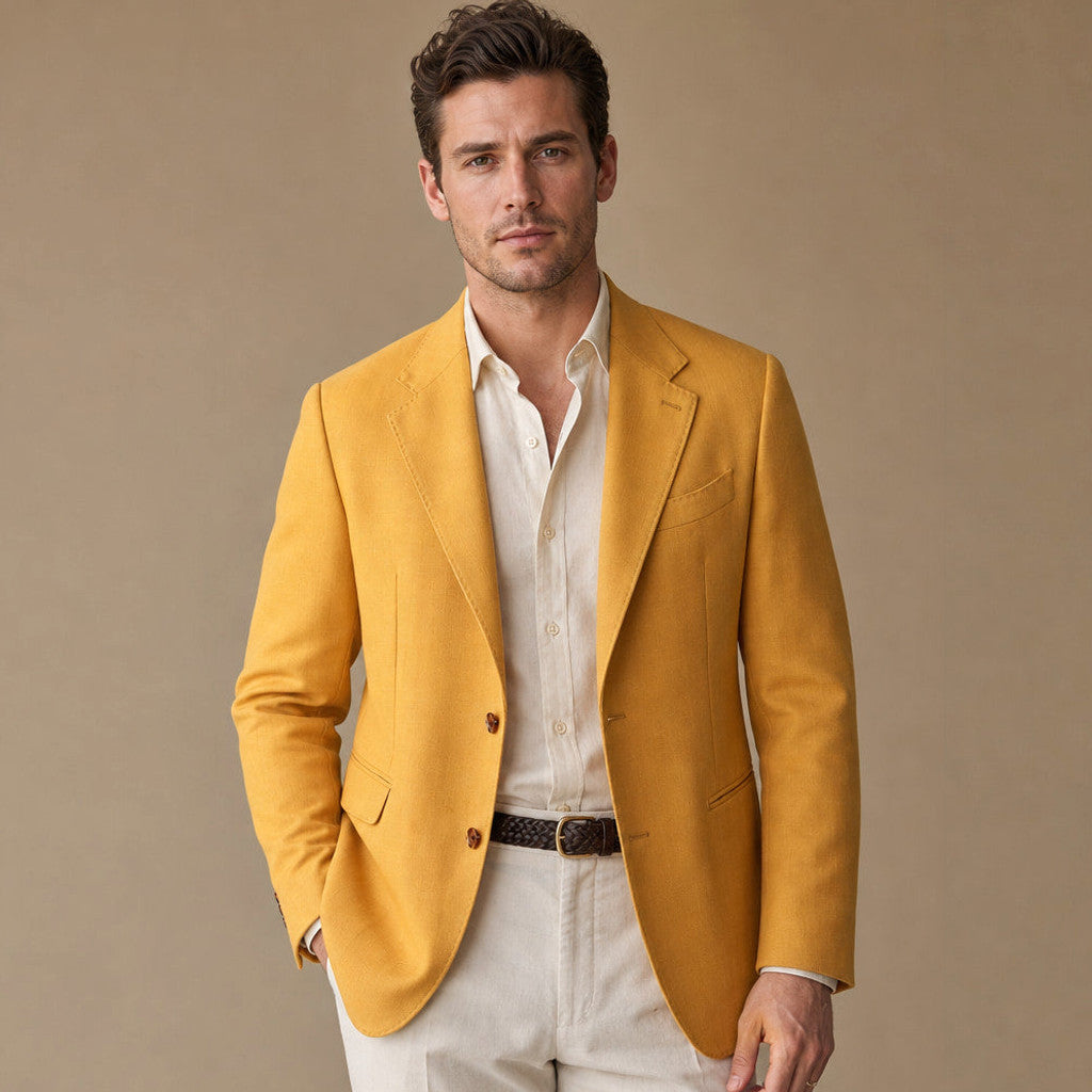 Firenze | Blazer Half Lined Tailored Fit Yellow – Product Photo