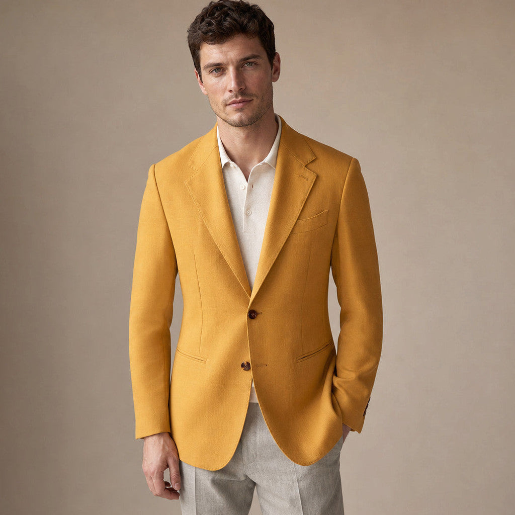 Firenze | Blazer Half Lined Tailored Fit in Yellow – Premium Editorial