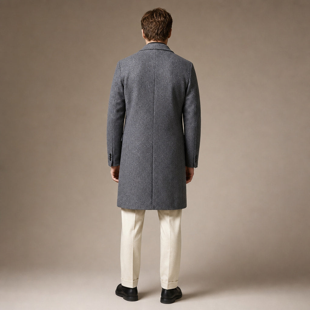 Long Winter Coat Quilted Lining Grey Grey – Full Look