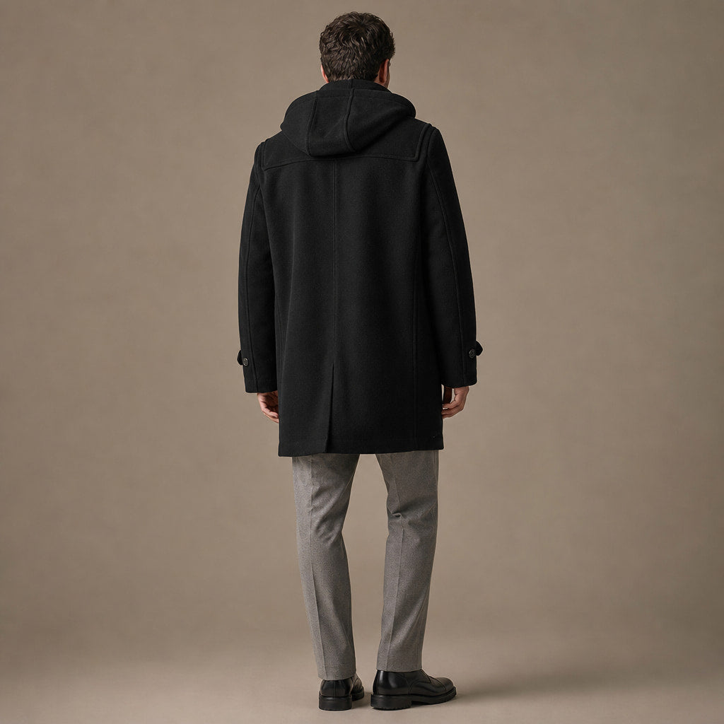 Duffle Coat Toggle Front Black Black – Full Look