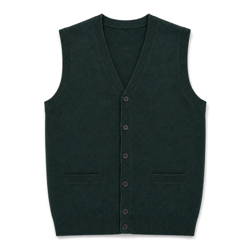 Foster | Sweater Vest V-Neck Button-Up Green – Product Photo