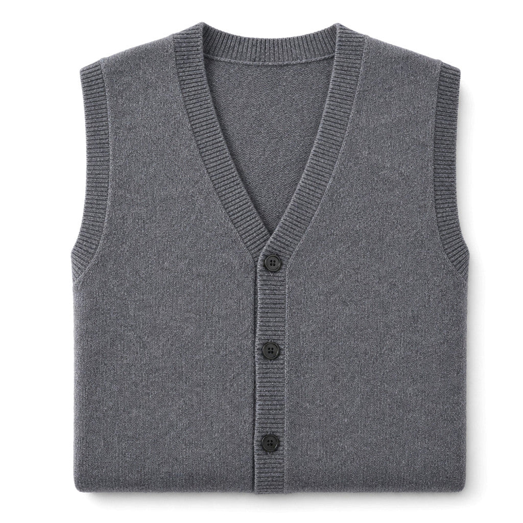 Foster | Sweater Vest V-Neck Button-Up Grey – Product Photo
