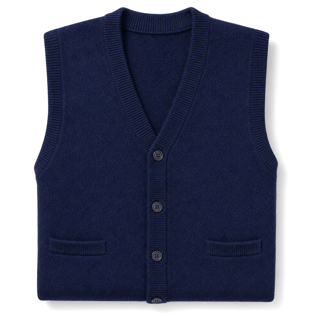 Foster | Sweater Vest V-Neck Button-Up Navy – Product Photo