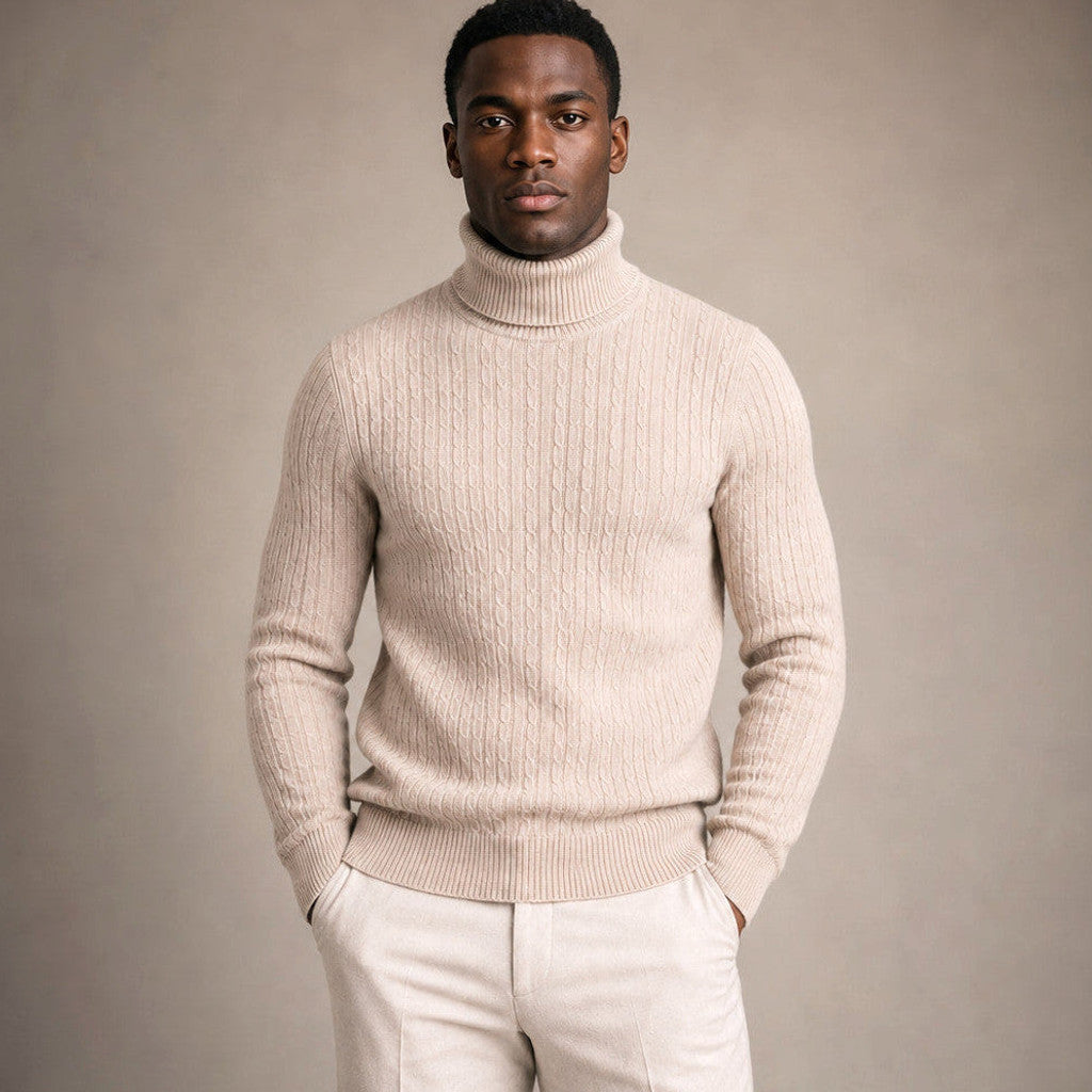 Gareth | Turtleneck Sweater Cable Knit Slim Fit – Product Photo