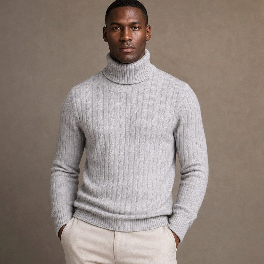 Gareth | Turtleneck Sweater Cable Knit Slim Fit – Product Photo