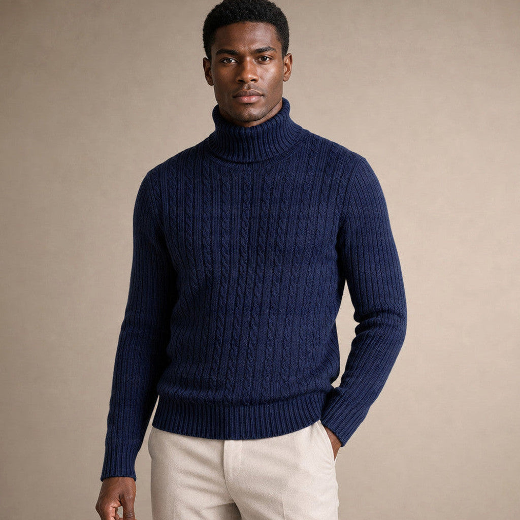 Gareth | Turtleneck Sweater Cable Knit Slim Fit – Product Photo