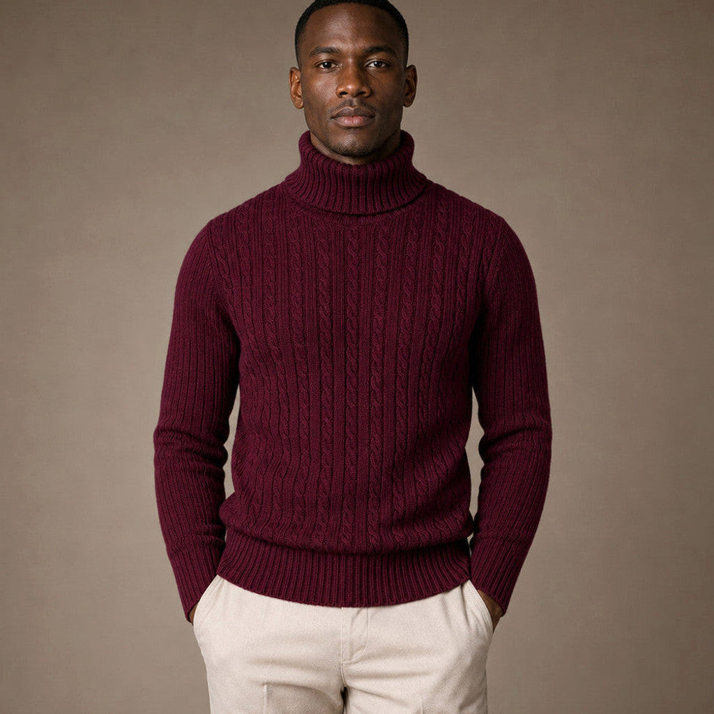 Gareth | Turtleneck Sweater Cable Knit Slim Fit – Product Photo