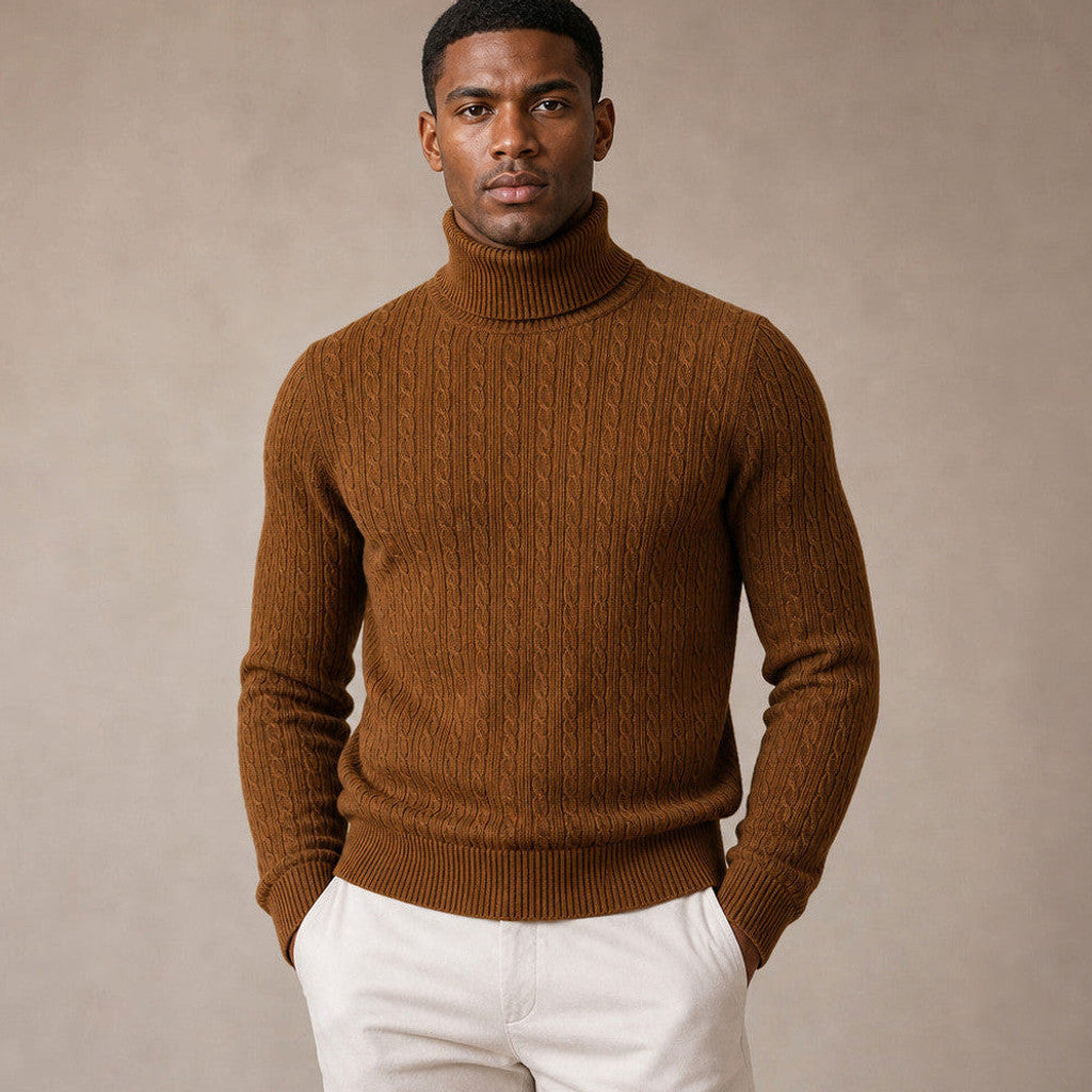 Gareth | Turtleneck Sweater Cable Knit Slim Fit – Product Photo