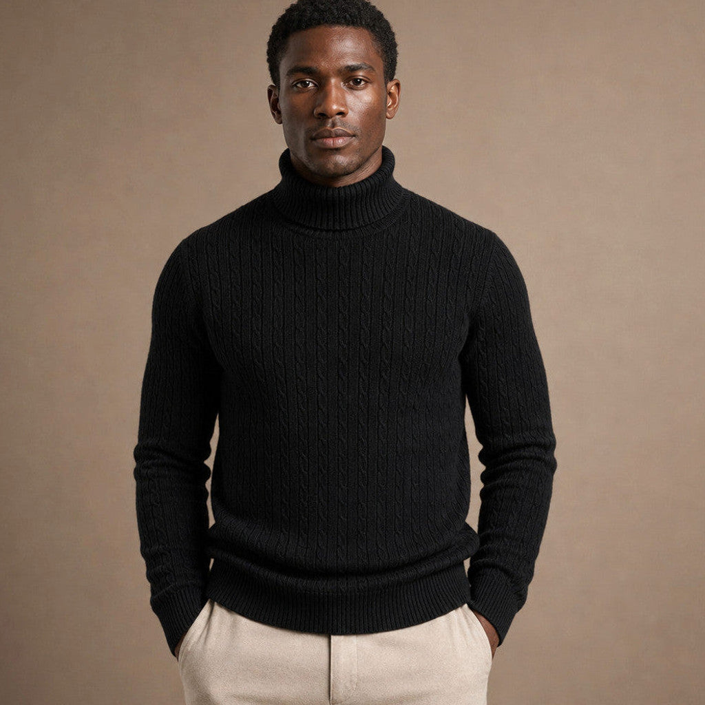Gareth | Turtleneck Sweater Cable Knit Slim Fit – Product Photo