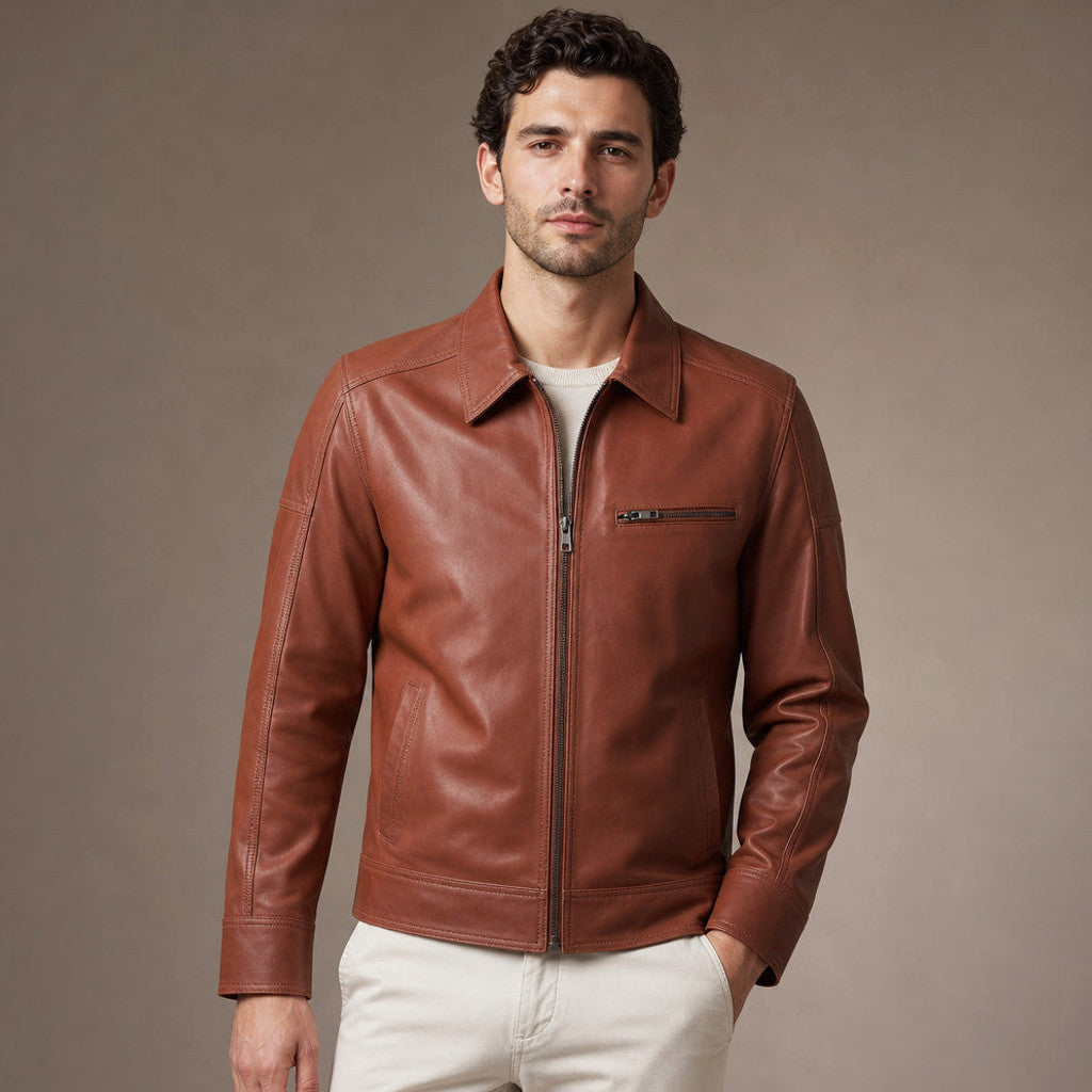 Garrowby | Biker Jacket Sheepskin Leather Windsor Tan – Premium Editorial