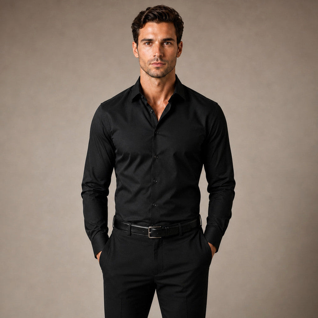 Gerard | Dress Shirts Slim Fit Spread Collar Black – Product Photo