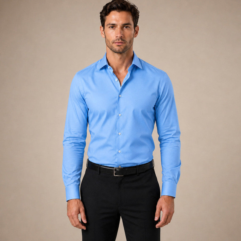 Gerard | Dress Shirts Slim Fit Spread Collar in Light Blue – Premium Editorial