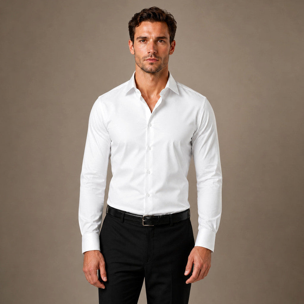 Gerard | Dress Shirts Slim Fit Spread Collar in White – Premium Editorial