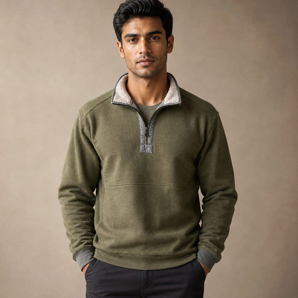 Grant | Quarter Zip Jumper Sherpa Collar Fleece – Product Photo