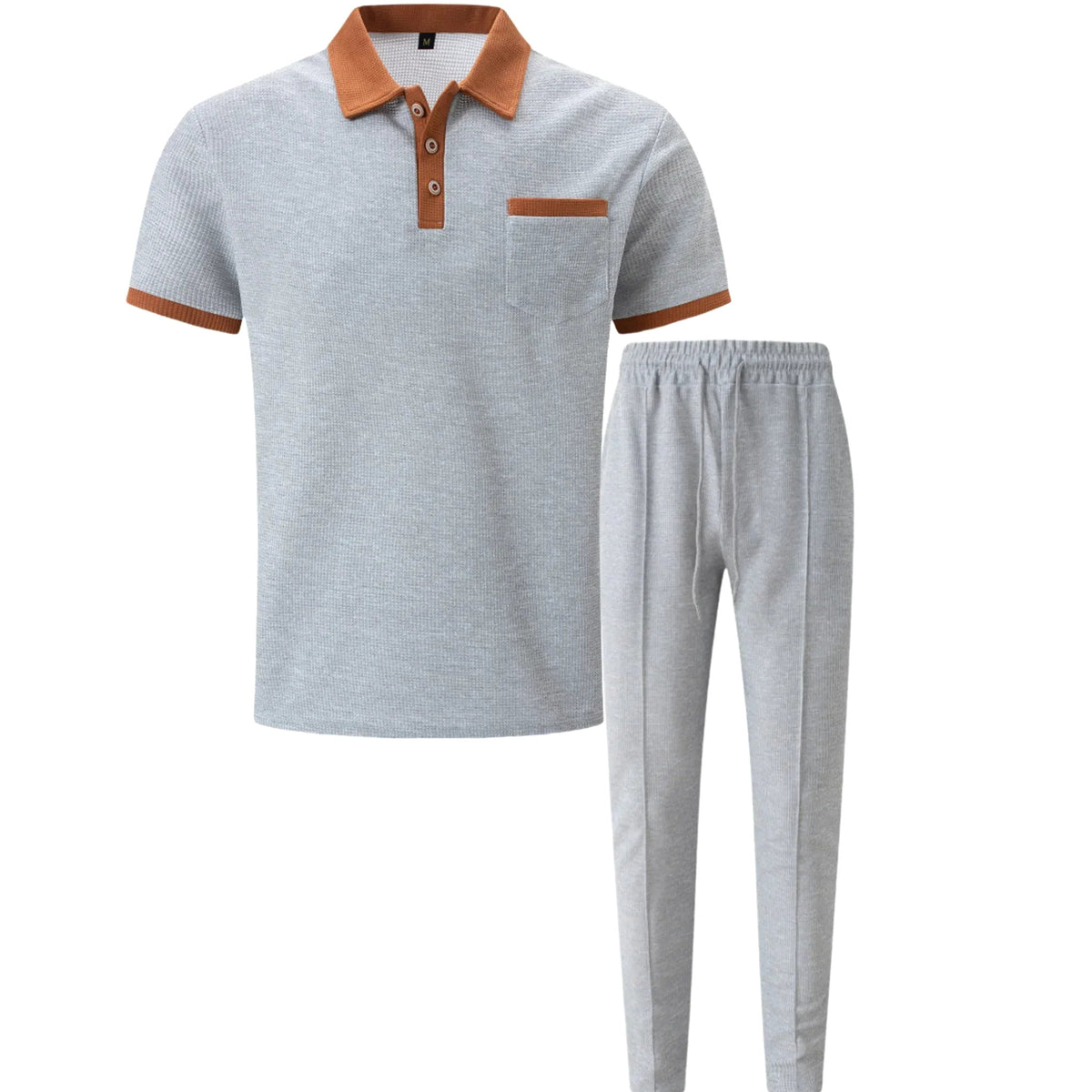 Falcren | Matching Set Waffle Knit Polo Straight-Leg Trousers