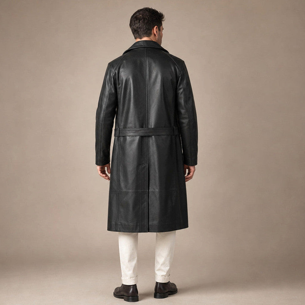 Greaves | Leather Duster Coat Sheepskin Black – Product Photo