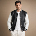 Halbrook | Varsity Jacket Leather Sleeves Black Black – Product Photo