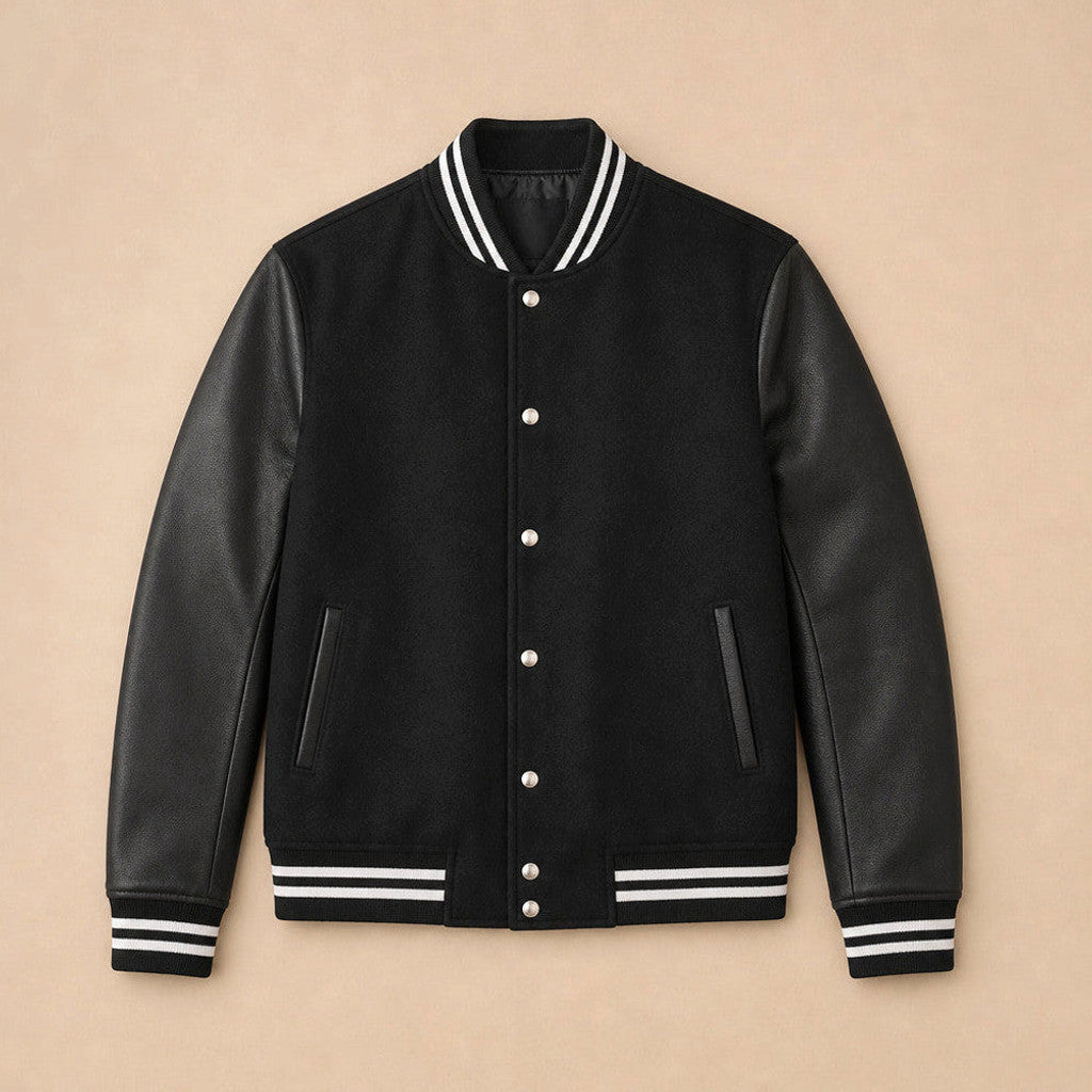 Halford | Varsity Jacket Leather Sleeves Black – Product Photo