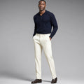 Halvex | Trouser Herringbone Tailored Tonal Crest Embroidery White – Product Photo