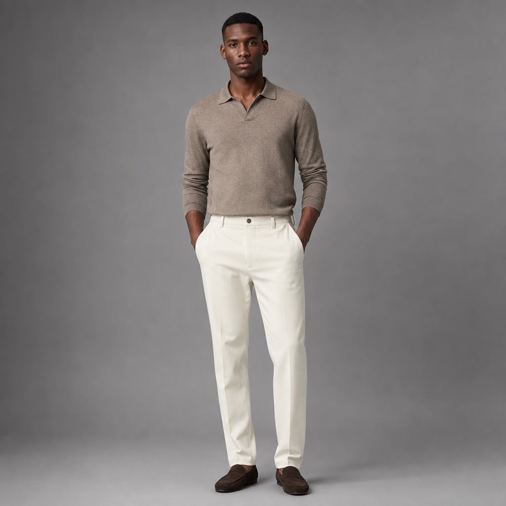 Halvex | Trouser Herringbone Tailored Tonal Crest Embroidery in White – Tomosino Premium Menswear
