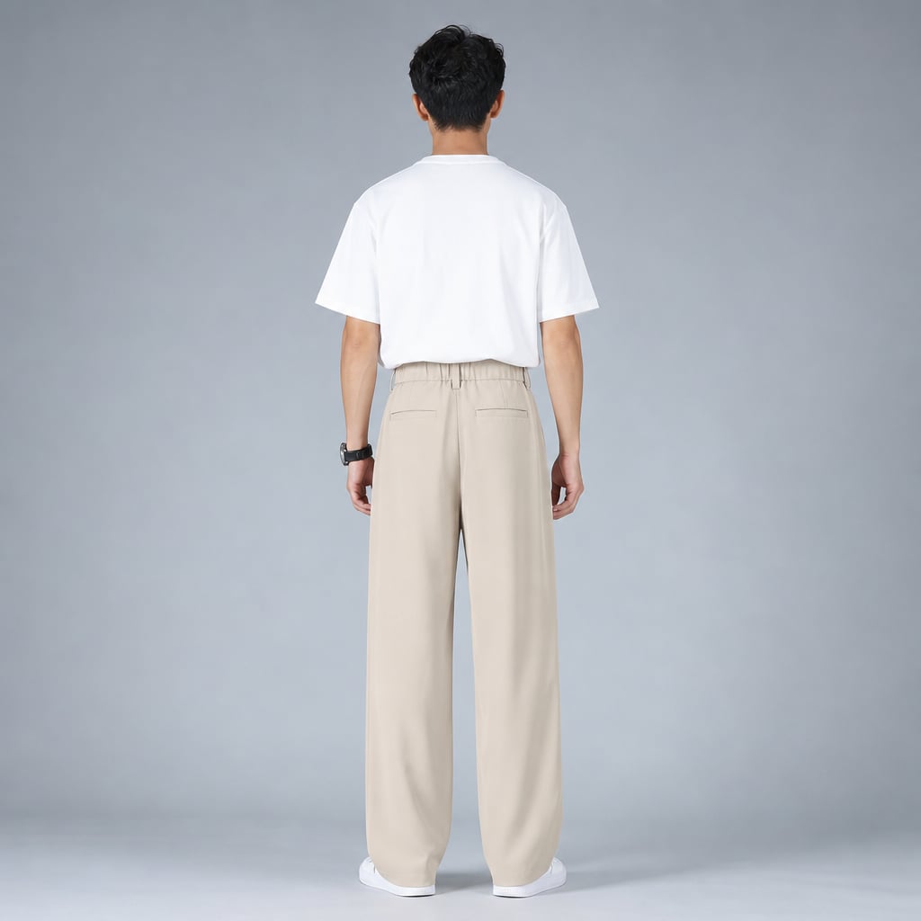 Halwick | Pleated Trouser Relaxed Fit Stretch Woven Khaki – Full Look