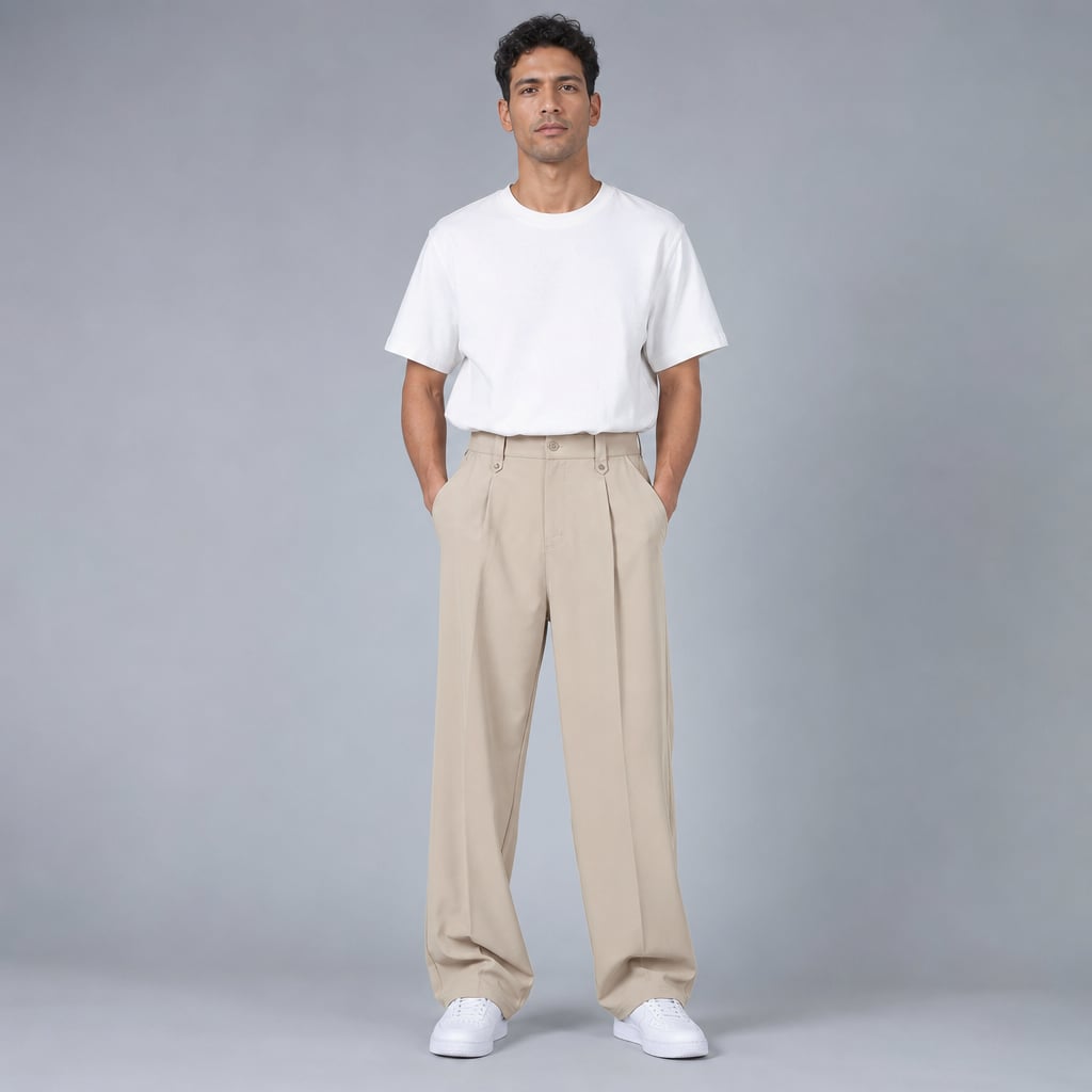 Halwick | Pleated Trouser Relaxed Fit Stretch Woven in Khaki – Tomosino Premium Menswear