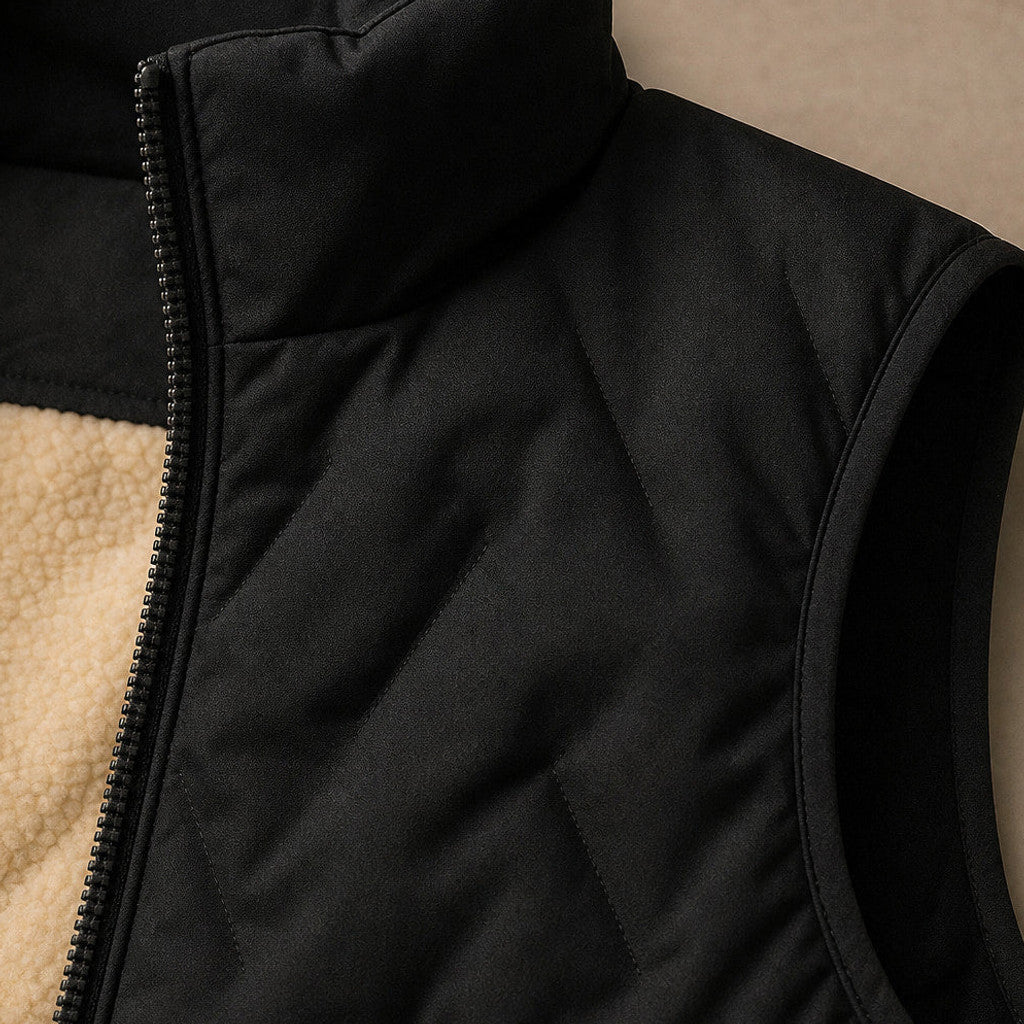 Hamilton | Sherpa Waistcoat Water-Resistant Shell Black – Fabric and Detail Close-Up